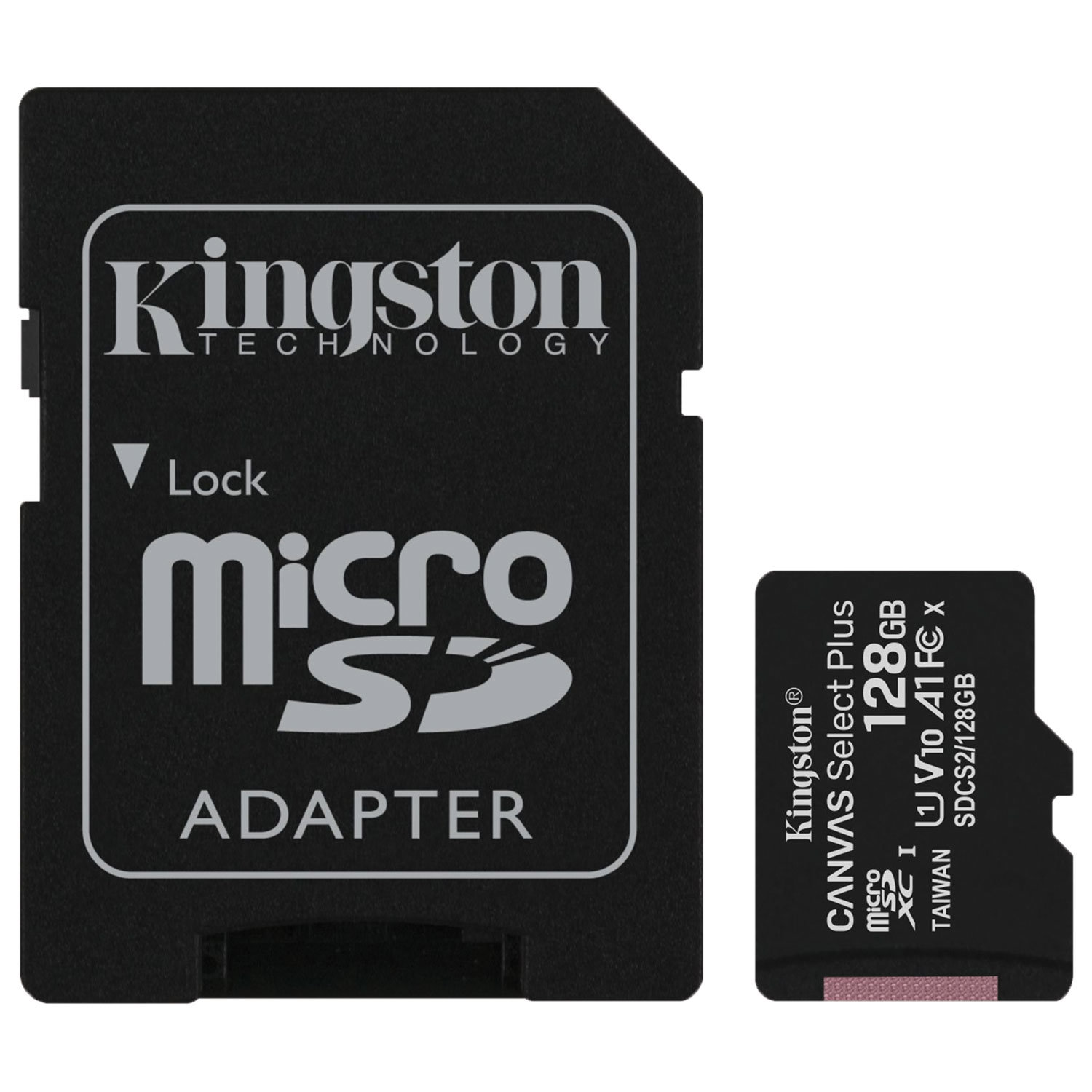 Карта памяти microSDXC 128 GB KINGSTON Canvas Select Plus UHS-I U1,100 Мб/с (class 10), адаптер, SDCS2/128 GB, SDCS2/128GB Ракурс № 0