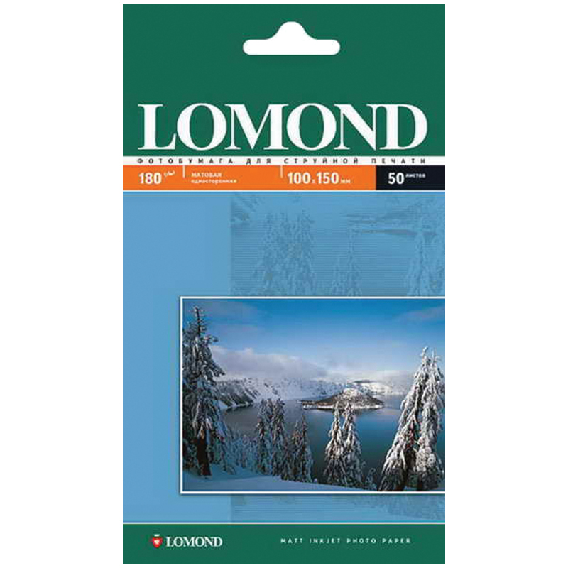 Фотобумага А6 (100*150) для стр. принтеров Lomond, 180г/м2 (50л) матовая односторонняя Ракурс № 0