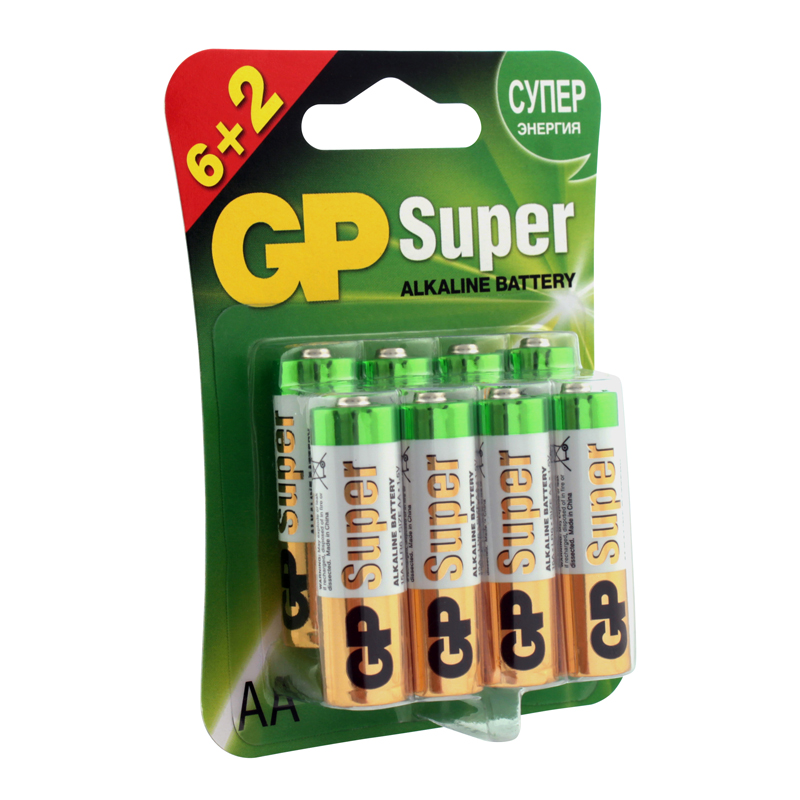 Батарейка GP Super AA (LR6) 15A алкалиновая, BC8 Ракурс № 0