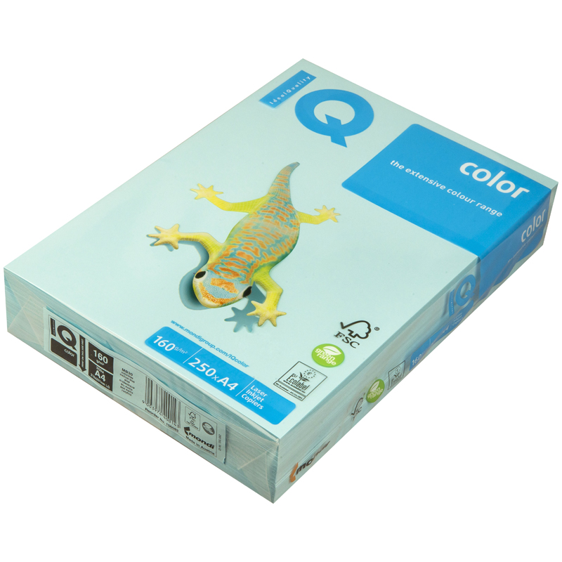 Бумага IQ "Color pale" А4, 160г/м2, 250л. (голубой) MB30