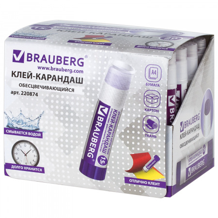 Клей-карандаш BRAUBERG, 15 г, обесцвечивающийся после высыхания, 220874 Ракурс № 7