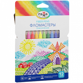 Фломастеры Гамма "Классические", 12цв., смываемые, картон. упак., европодвес 180319_11