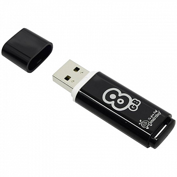 Память Smart Buy "Glossy" 8GB, USB 2.0 Flash Drive, черный SB8GBGS-K