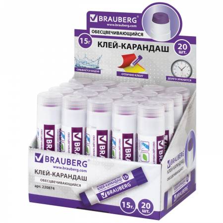 Клей-карандаш BRAUBERG, 15 г, обесцвечивающийся после высыхания, 220874 Ракурс № 6