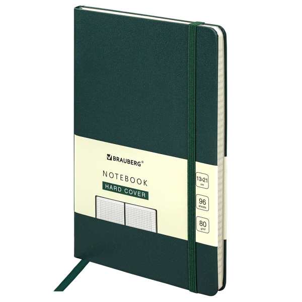 Блокнот А5 (130х210 мм), BRAUBERG ULTRA, балакрон, 80 г/м2, 96 л., клетка, темно-зеленый, 113035 Ракурс № 0
