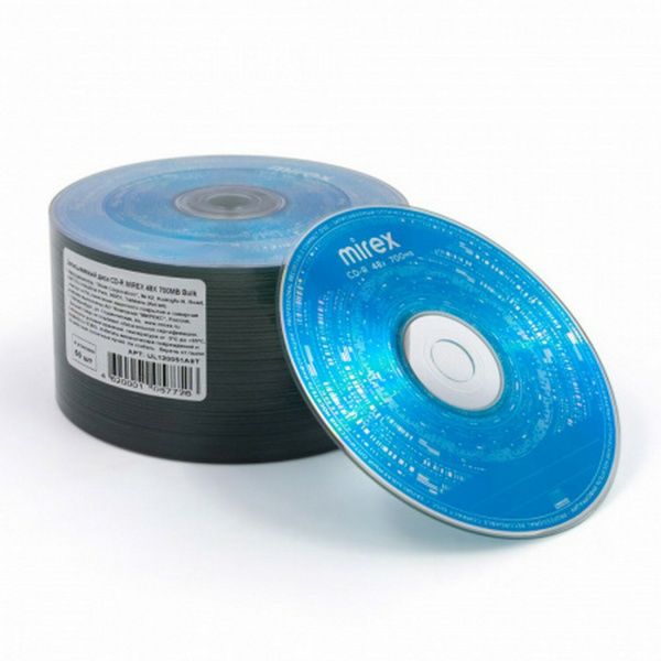 Диск CD-R MIREX, 700 Мб, 48x, Bulk (термоусадка без шпиля), КОМПЛЕКТ 50 шт., UL120051A8T Ракурс № 2