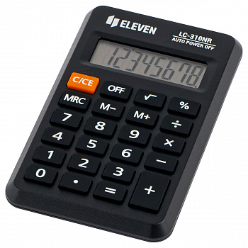 Калькулятор карманный Eleven LC-310NR, 8 разрядов, питание от батарейки, 69*114*14мм, черный LC-310NR