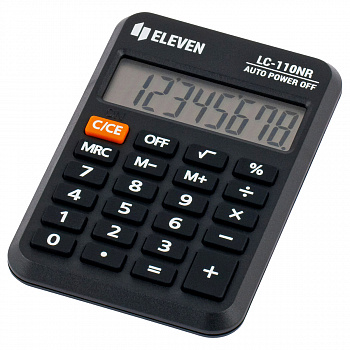 Калькулятор карманный Eleven LC-110NR, 8 разрядов, питание от батарейки, 58*88*11мм, черный LC-110NR
