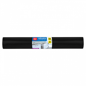 Мешки для мусора 240л OfficeClean ПВД, 90*140см, 65мкм, 10шт., особо прочные, черные, в рулоне 34405