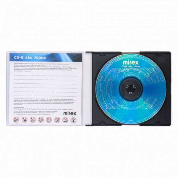Диск CD-R MIREX, 700 Мб, 48x, Slim Case, 1 штука, UL120051A8S Ракурс № 4