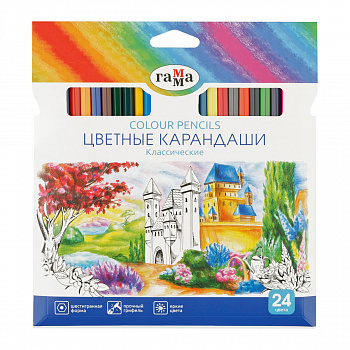 Карандаши цветные Гамма "Классические", 24цв., заточен., картон. упаковка, европодвес 050918_04_04