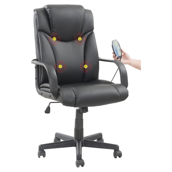 Кресло офисное BRABIX "Relax MS-001", 4 массажных модуля, экокожа, черное, 532519 Ракурс № 0