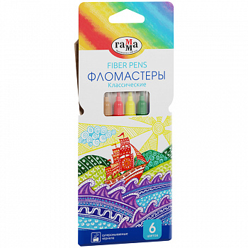 Фломастеры Гамма "Классические", 06цв., смываемые, картон. упак., европодвес 180319_09