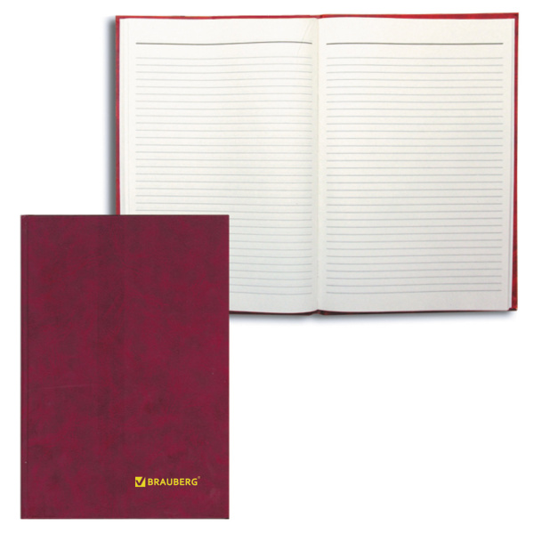 Книга учета 96 л., линия, твердая, бумвинил, блок офсет, А4 200х290 мм, BRAUBERG, 130070 Ракурс № 1