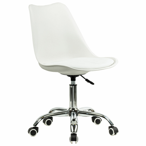 Кресло стул BRABIX "Eames MG-310 CH", хром, пластик белый, экокожа белая, 532923 Ракурс № 0