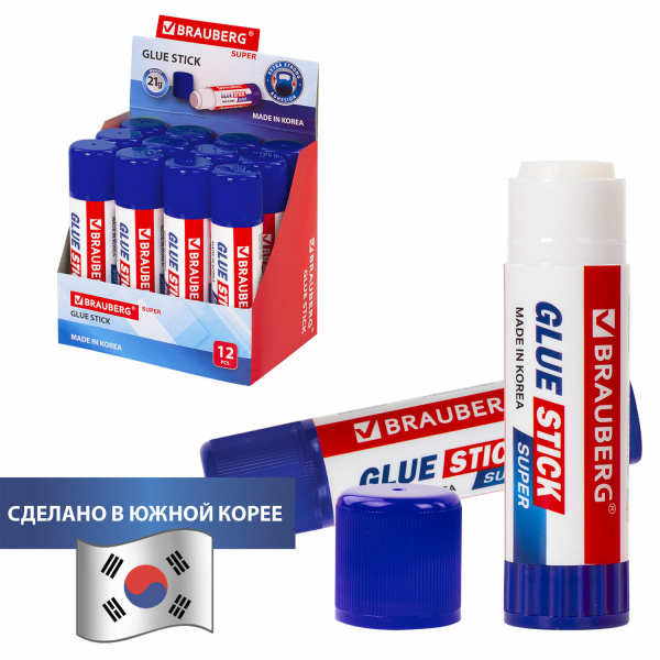 Клей-карандаш BRAUBERG SUPER, 21 г, ЮЖНАЯ КОРЕЯ, 229542 Ракурс № 0