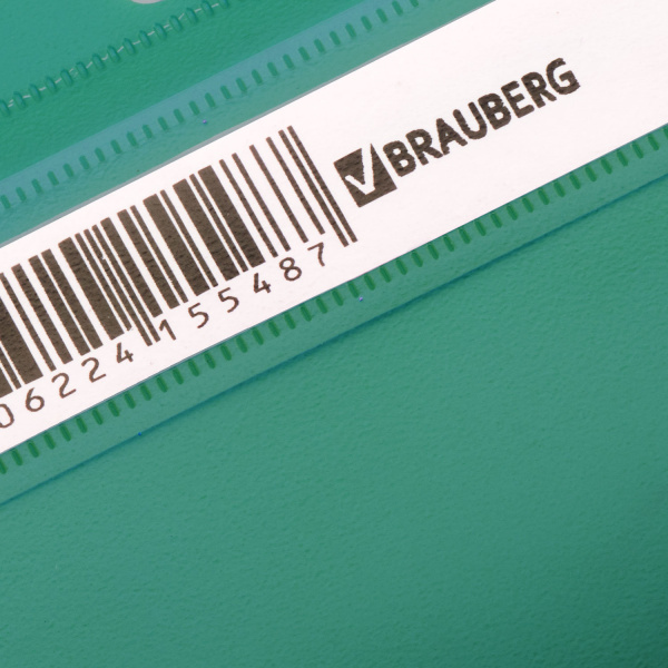 Скоросшиватель пластиковый с перфорацией BRAUBERG, А4, 140/180 мкм, зеленый, 226581 Ракурс № 4