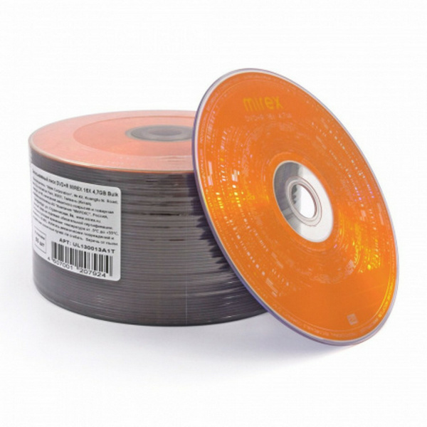 Диск DVD+R (плюс) MIREX, 4,7 Гб, 16x, Bulk (термоусадка без шпиля), КОМПЛЕКТ 50 шт., UL130013A1T Ракурс № 3