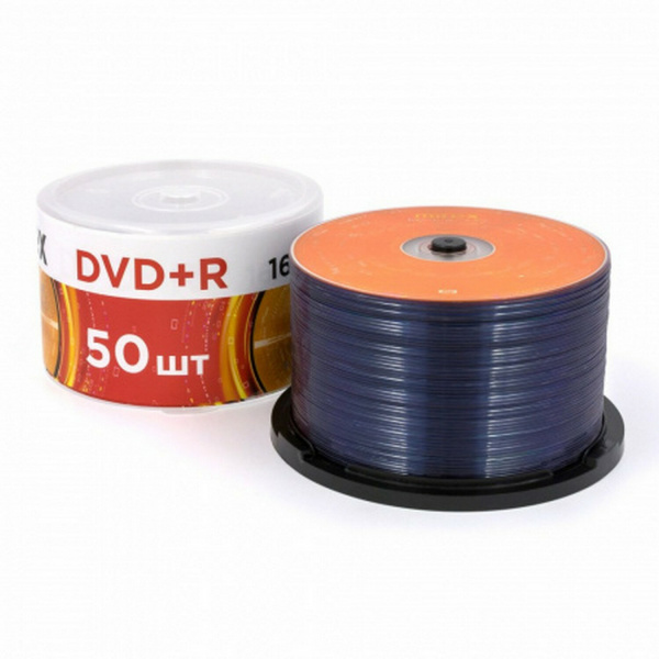 Диск DVD+R (плюс) MIREX, 4,7 Гб, 16x, Cake Box (упаковка на шпиле), КОМПЛЕКТ 50 шт., UL130013A1B Ракурс № 2
