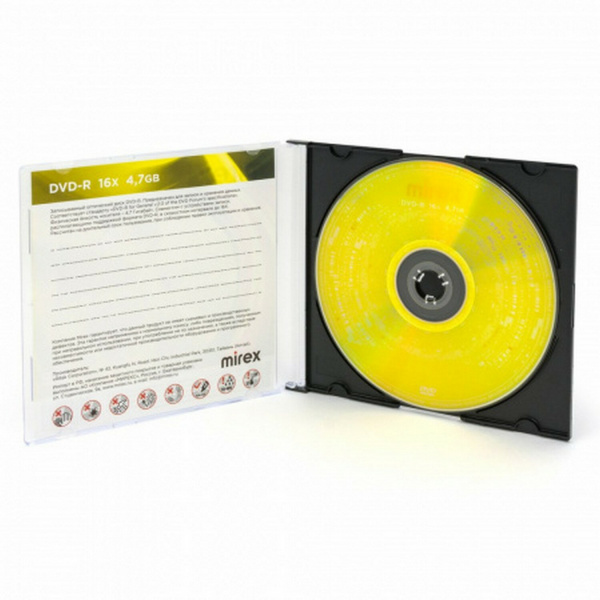 Диск DVD-R MIREX, 4,7 ГБ, 16x, Slim Case, 1 штука, UL130003A1S Ракурс № 4