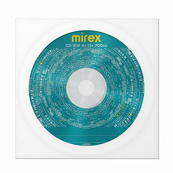 Диск CD-RW MIREX, 700 Мб, 4-12x, бумажный конверт, 1 штука, UL121002A8C