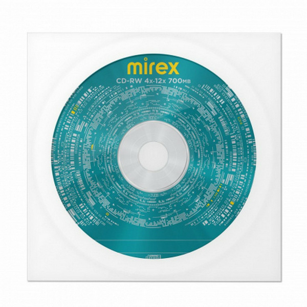 Диск CD-RW MIREX, 700 Мб, 4-12x, бумажный конверт, 1 штука, UL121002A8C Ракурс № 0