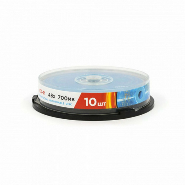 Диск CD-R MIREX, 700 Мб, 48x, Cake Box (упаковка на шпиле), КОМПЛЕКТ 10 шт., UL120051A8L Ракурс № 0