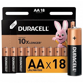 Батарейка Duracell Basic AA (LR06) алкалиновая, 18BL 5000394107519