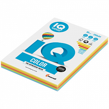 Бумага IQ "Color Intensive Mixed Packs" А4, 80г/м2, 250л. (5 цветов) RB02